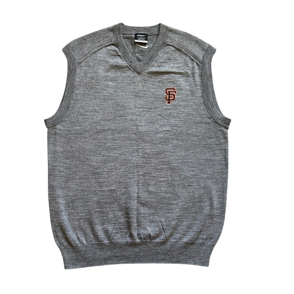 Gorpcore Nike Golf SF Giants Merino Wool Sweater Vest L Gray V-Neck MLB
